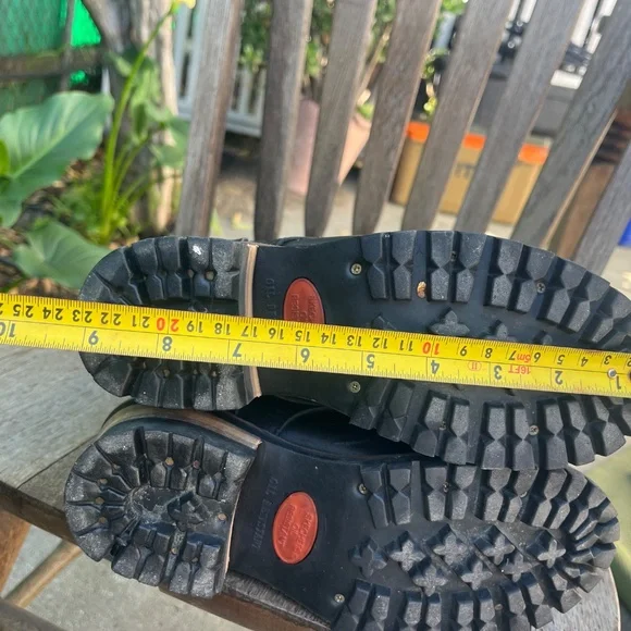 90s knee high lace up boots genuine leather logger black Skechers goodyear welt - Picture 8 of 16